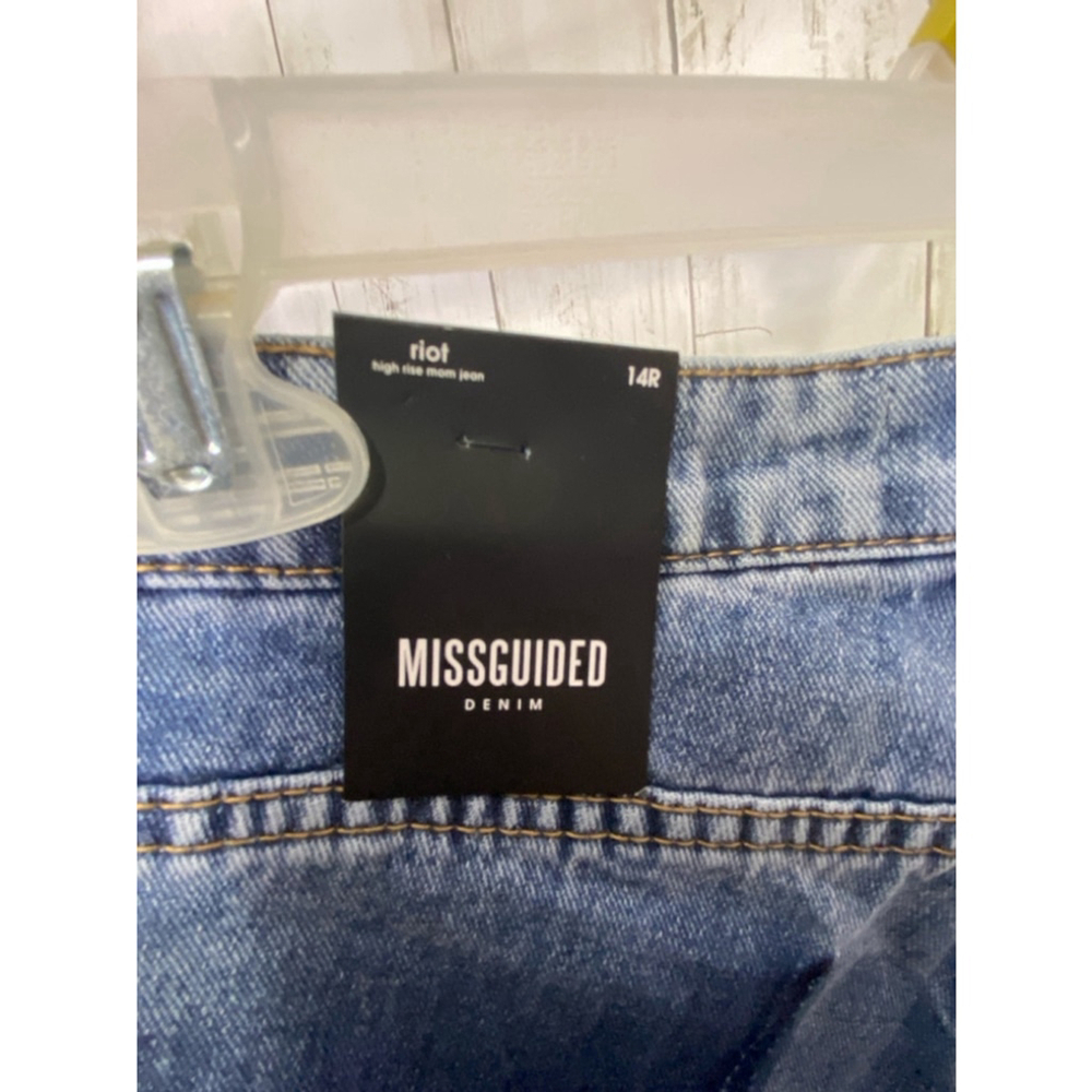NWT Missguided Riot Mom Jeans Tall Shadow Pocket High Waist Size 10 Blue - Picture 6 of 9